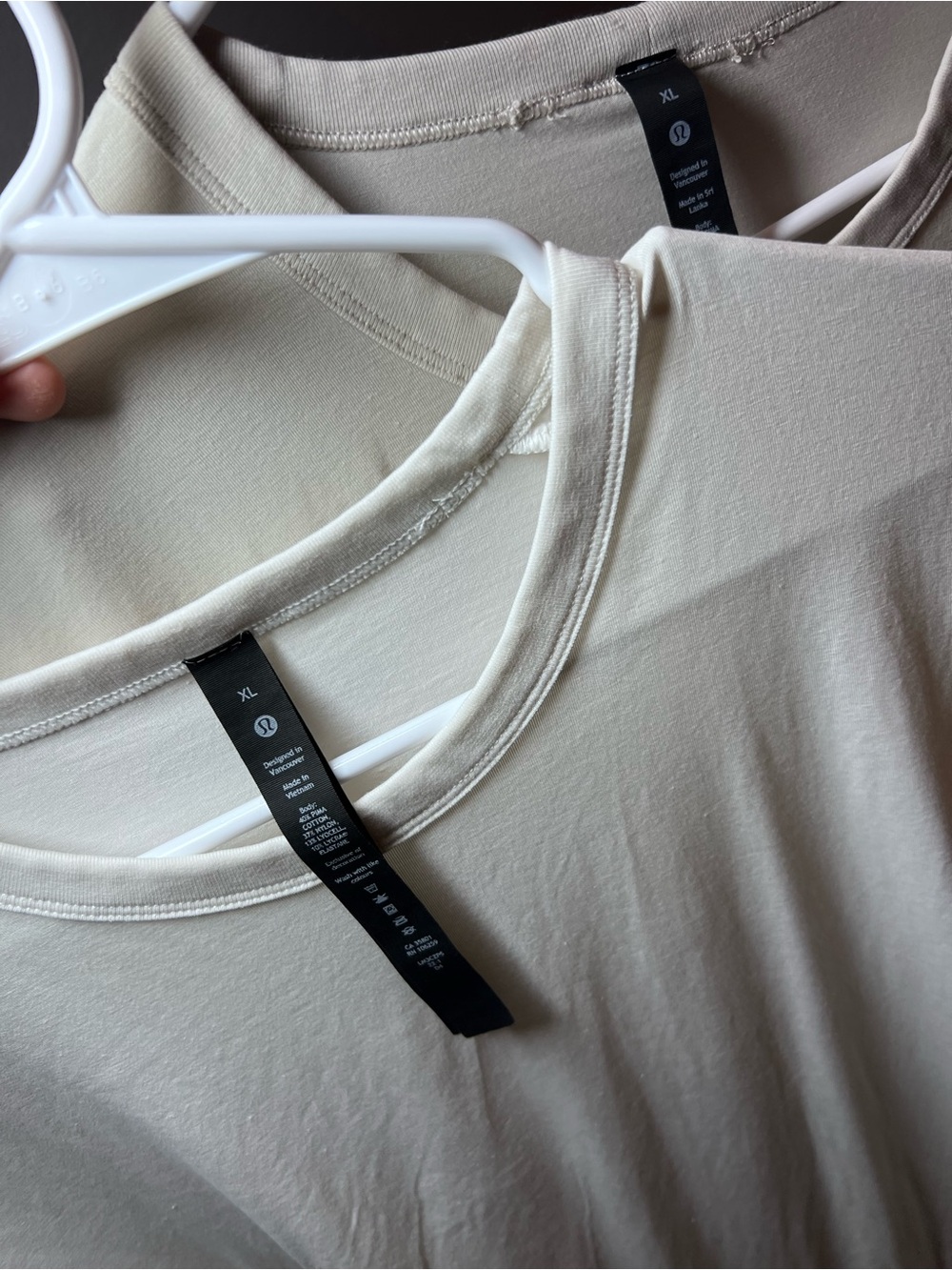 Lululemon Tee in Light Beige and white bunddle of 2 XL